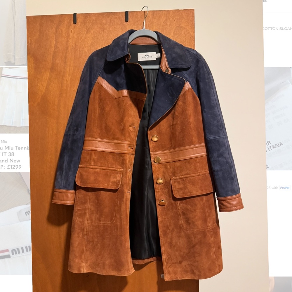 Colorblock Suede Coat